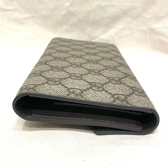 NWOT GUCCI Vintage Leather Canvas Monogram Trifold Brown Wallet and Insert - Picture 6 of 12